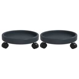 Berkfield Home Plant Trolleys with Wheels 2 pcs Grey Diameter 34 cm 35 kg - thumbnail 1