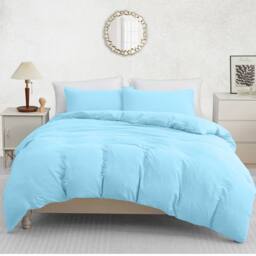 Pamposh Pre Washed Microfibre Duvet Cover Sets in Baby Blue - Size: Super King - thumbnail 2
