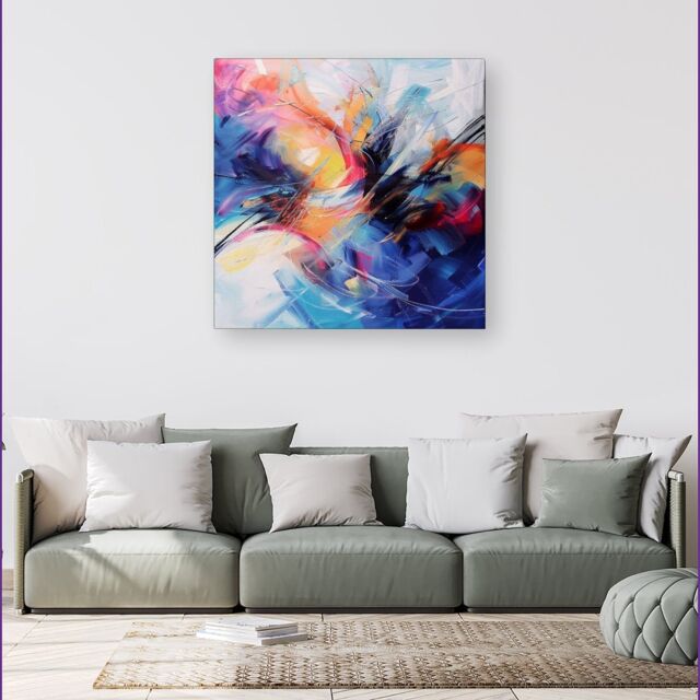 Warren Reed - Designer Serene Explosion: Calm Amidst Colours Canvas - Size: w40 inch x h40 inch - image 1