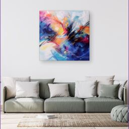Warren Reed - Designer Serene Explosion: Calm Amidst Colours Canvas - Size: w40 inch x h40 inch - thumbnail 1
