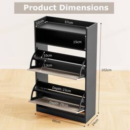 Costway Slim Hidden Narrow Shoe Organizer Cabinet with Open Storage-Black in Black - thumbnail 6