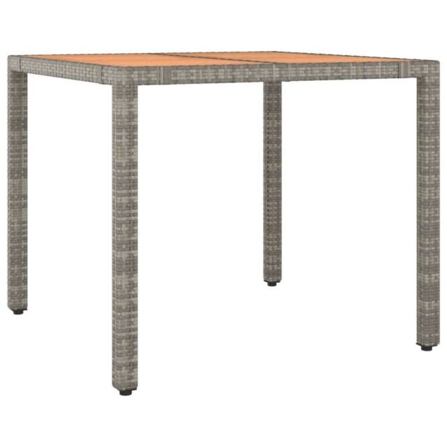 Berkfield Home Garden Table with Wooden Top Grey Poly Rattan&Solid Wood Acacia - image 1