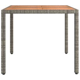 Berkfield Home Garden Table with Wooden Top Grey Poly Rattan&Solid Wood Acacia - thumbnail 4