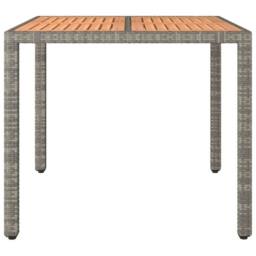 Berkfield Home Garden Table with Wooden Top Grey Poly Rattan&Solid Wood Acacia - thumbnail 3