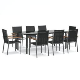 Berkfield Home Beautiful 9 Piece Garden Dining Set Black Textilene & Steel - thumbnail 3
