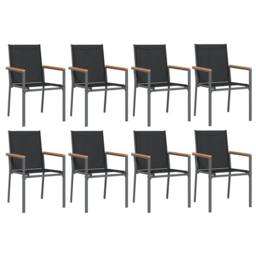 Berkfield Home Beautiful 9 Piece Garden Dining Set Black Textilene & Steel - thumbnail 4