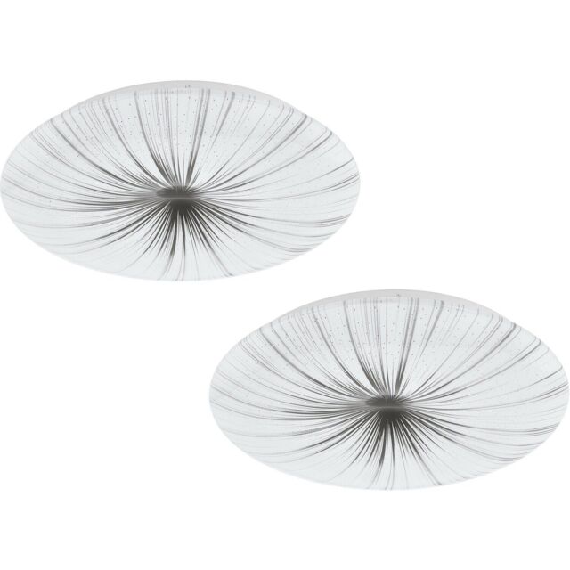Loops 2 PACK Wall Flush Ceiling Light Colour White Shade White Silver Plastic LED 24W - image 1
