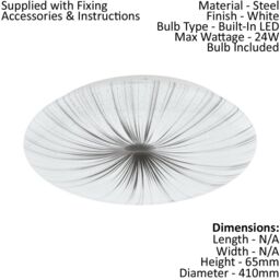 Loops 2 PACK Wall Flush Ceiling Light Colour White Shade White Silver Plastic LED 24W - thumbnail 2