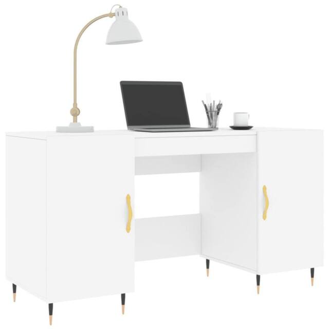 Berkfield Home Elegant Desk White 140x50x75 cm Engineered Wood - Size: 140 x 50 x 75 cm - image 1