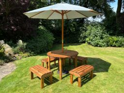 Charles Taylor Trading Knights Four Seater Round Table Set in Brown - thumbnail 1