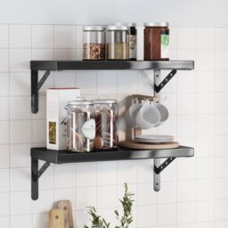 Berkfield Home Wall Shelves 2 pcs 50x23.5x3 cm Black Stainless Steel