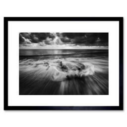 "Artery8 Wall Art Print Driftwood Breaking Waves Framed in Black - Size: W7"" x H9""" - thumbnail 1
