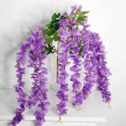 FLAVORA 12x Dark Purple Artificial Wisteria Hanging Silk Vine - Size: 0.6m2 - thumbnail 4