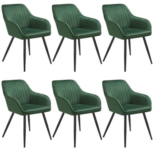 tectake Dining Chair Marilyn Set Of 6 - Dark Green / Black - Size: 6 Pack - image 1