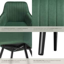 tectake Dining Chair Marilyn Set Of 6 - Dark Green / Black - Size: 6 Pack - thumbnail 5