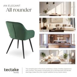 tectake Dining Chair Marilyn Set Of 6 - Dark Green / Black - Size: 6 Pack - thumbnail 7