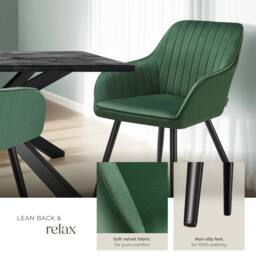 tectake Dining Chair Marilyn Set Of 6 - Dark Green / Black - Size: 6 Pack - thumbnail 4
