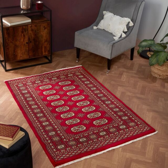 The Rug Shop UK Red Handmade Luxurious Easy to clean Border Floral Area Rug - Size: 90 cm x 150 cm - image 1