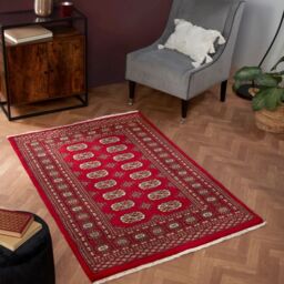 The Rug Shop UK Red Handmade Luxurious Easy to clean Border Floral Area Rug - Size: 90 cm x 150 cm - thumbnail 1