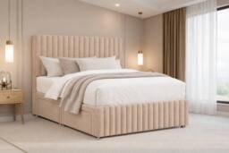 "Nexus Mattresses Ltd Verona Plush Divan 2 Drawers Foot-End 12""Footboard 54""Headboard in Stone - Size: Small Double" - thumbnail 4