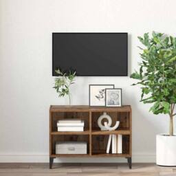 Berkfield Home Rustic Entertainment Unit Old Wood Particle board Medium Storage in Brown - thumbnail 4