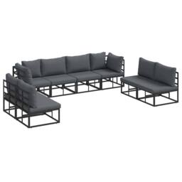 Berkfield Home Garden Sofa Set 8 pcs Black 283 x 71.5 x 71 cm Aluminium - thumbnail 3