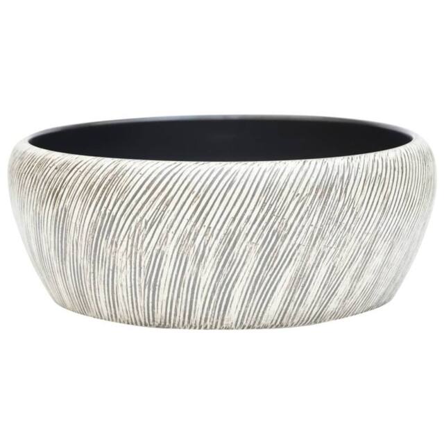 Berkfield Home Countertop Basin Black & Grey Round Œ¶41x14 cm Ceramic - Size: 41x14 cm - image 1