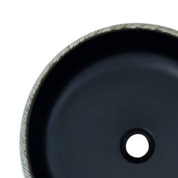 Berkfield Home Countertop Basin Black & Grey Round Œ¶41x14 cm Ceramic - Size: 41x14 cm - thumbnail 5