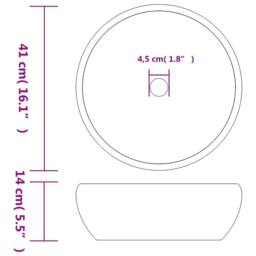 Berkfield Home Countertop Basin Black & Grey Round Œ¶41x14 cm Ceramic - Size: 41x14 cm - thumbnail 6