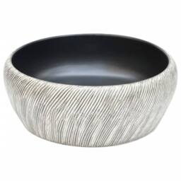 Berkfield Home Countertop Basin Black & Grey Round Œ¶41x14 cm Ceramic - Size: 41x14 cm - thumbnail 3