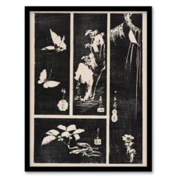 Artery8 Utagawa Hiroshige Framed Wall Art Print Nature Vintage Harimaze Sheet in Black - Size: A4 - thumbnail 1
