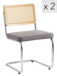 Nordlys Set of 2 Industrial Metal Cane Rattan Dining Chairs in Black - thumbnail 1