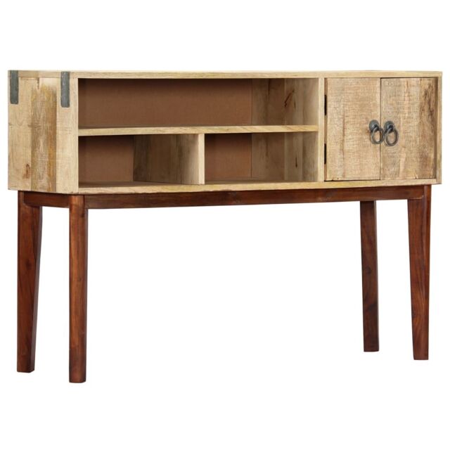 Berkfield Home Console Table 115x30x76 cm Solid Rough Mango Wood in Brown - Size: 115 x 30 x 76 cm - image 1