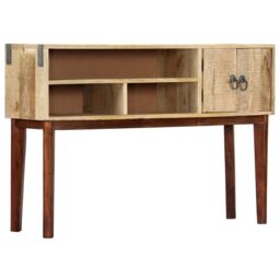 Berkfield Home Console Table 115x30x76 cm Solid Rough Mango Wood in Brown - Size: 115 x 30 x 76 cm - thumbnail 1