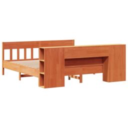 Berkfield Home Bookcase Bed without Mattress Wax Brown 200x200cm Solid Wood Pine - Size: 200x200 cm - thumbnail 6