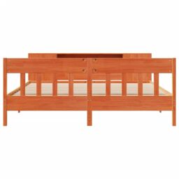 Berkfield Home Bookcase Bed without Mattress Wax Brown 200x200cm Solid Wood Pine - Size: 200x200 cm - thumbnail 4