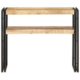 Berkfield Home Console Table 90x30x75 cm Rough Mango Wood in Brown - Size: 90 x 30 x 75 cm - thumbnail 2