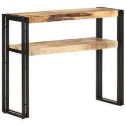 Berkfield Home Console Table 90x30x75 cm Rough Mango Wood in Brown - Size: 90 x 30 x 75 cm - thumbnail 1