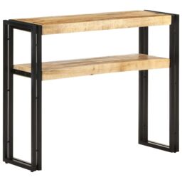 Berkfield Home Console Table 90x30x75 cm Rough Mango Wood in Brown - Size: 90 x 30 x 75 cm - thumbnail 6