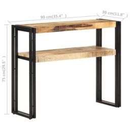 Berkfield Home Console Table 90x30x75 cm Rough Mango Wood in Brown - Size: 90 x 30 x 75 cm - thumbnail 5