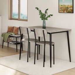 VonHaus Concrete Effect 4 Person Dining Room Table & Chairs Set in Grey - thumbnail 6