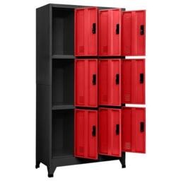Berkfield Home Locker Cabinet Anthracite & Red 90x45x180 cm Steel - Size: 90 x 45 x 180 cm
