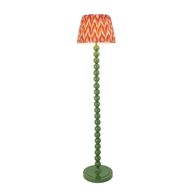 Netlighting Higgledy Gloss Green Floor Lamp Orange Fabric Zigzag Shade 35cm E27 - image 1