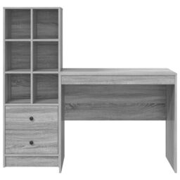 Berkfield Home Desk with Storage Grey Sonoma Engineered Wood in Green - thumbnail 7