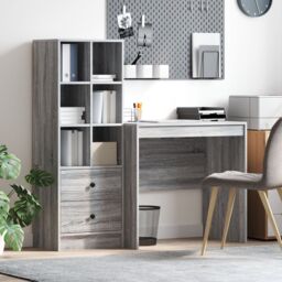 Berkfield Home Desk with Storage Grey Sonoma Engineered Wood in Green