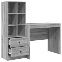 Berkfield Home Desk with Storage Grey Sonoma Engineered Wood in Green - thumbnail 6
