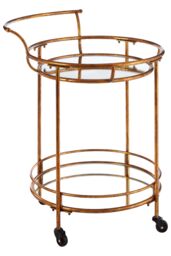 Orsina Versatile Use 2 Tier Serving Trolley, Elegant Design Kitchen Trolley, Easy Mobility Storage Trolley for Home in Gold - thumbnail 2