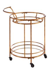 Orsina Versatile Use 2 Tier Serving Trolley, Elegant Design Kitchen Trolley, Easy Mobility Storage Trolley for Home in Gold - thumbnail 1