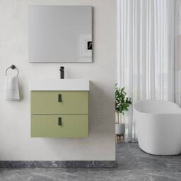 Banyetti Invicta 600mm Wall Hung Vanity with Veneto 1 Tap Hole Basin - Sage Green - thumbnail 1