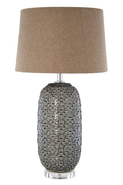 Orsina Udele Table Lamp With Brown Linen Shade - image 1